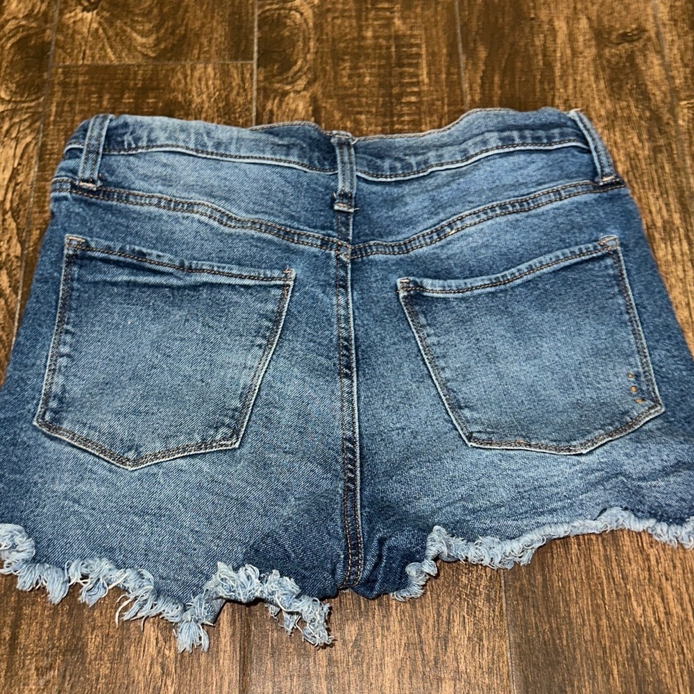 Rachel Roy Distressed Denim Shorts High Rise Button Fly Size 10 - Picture 3 of 3